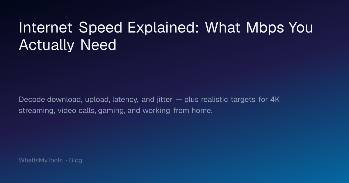 Internet Speed Explained: What Mbps You Actually Need | WhatIsMyTools